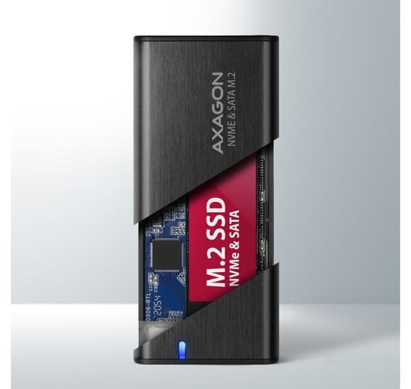 AXAGON, ekstern USB-C 3.2 Gen 2 metallboks for M.2 NVMe & SATA SSD-disker, EEM2-SB2