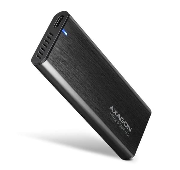 AXAGON, ekstern USB-C 3.2 Gen 2 metallboks for M.2 NVMe & SATA SSD-disker, EEM2-SB2 Sort
