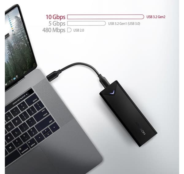 AXAGON, ekstern USB-C 10 Gbps metallboks for M.2 NVMe SSD-disker, EEM2-UB2
