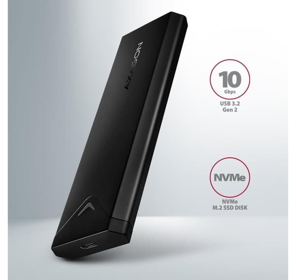 AXAGON, ekstern USB-C 10 Gbps metallboks for M.2 NVMe SSD-disker, EEM2-UB2