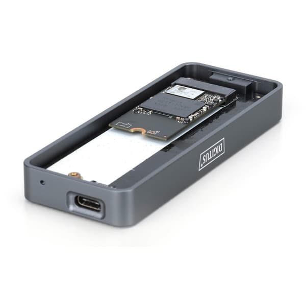 Digitus, USB M.2 harddiskkabinett, SSD, ekstern, NVMe, 20 Gbps, USB 3.2 Gen2x2, DA-71157