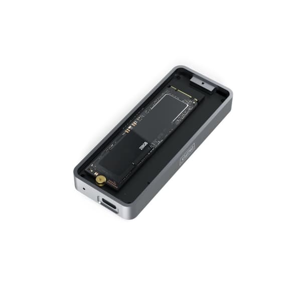 Digitus, USB M.2 harddiskkabinett, SSD, ekstern, NVMe, 20 Gbps, USB 3.2 Gen2x2, DA-71157