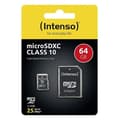 Miniatyrbild 3 av 3: Flashminneskort - INTENSO - MicroSDHC - 64 GB - Läshastighet 20 MB/s - Skrivhastighet 12 MB/s
