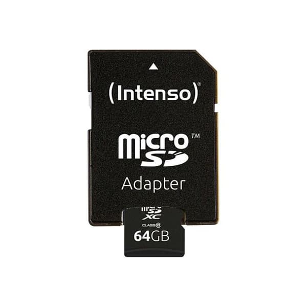 Flashminneskort - INTENSO - MicroSDHC - 64 GB - Läshastighet 20 MB/s - Skrivhastighet 12 MB/s