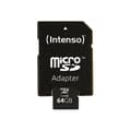 Miniatyrbild 2 av 3: Flashminneskort - INTENSO - MicroSDHC - 64 GB - Läshastighet 20 MB/s - Skrivhastighet 12 MB/s