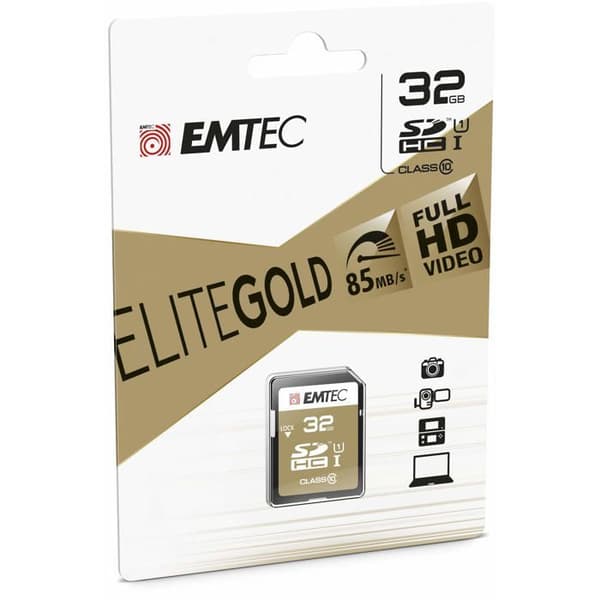 EMTEC 32GB CL10 Gold+ UHS-I SDHC-minneskort - 85MB/s läshastighet