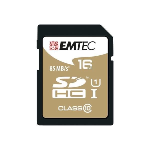 16GB EMTEC CL10 Gold+ UHS-I 85MB/s SDHC-minneskort - I blisterförpackning
