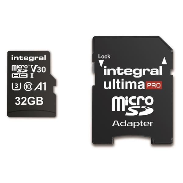 INTEGRALT MINNE Premium High Speed V30 UHS-I U3 Micro SDHC 32GB 100MB/s läsning och 70MB/s skriv 4K