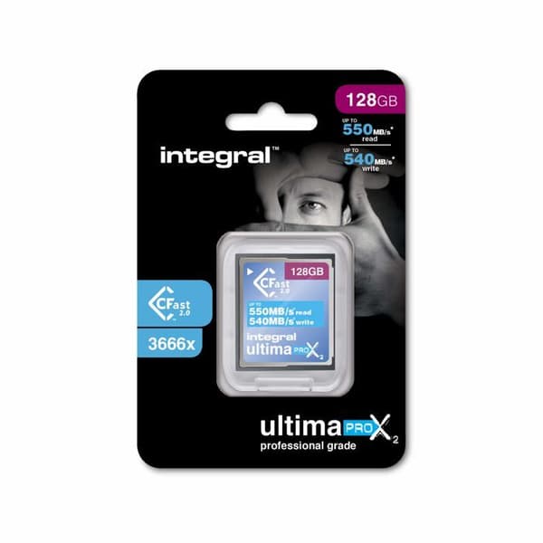Flashminneskort - INTEGRAL - 128 GB - CFast 2.0 - Skrivhastighet 540 MB/s - Läshastighet 550 MB/s
