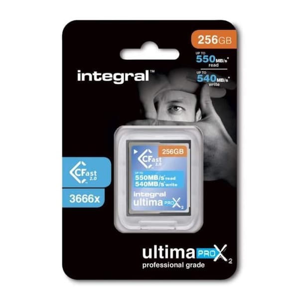 Integral Minnekort 256 GB CFast 2.0 UltimaPro Ultra Höghastighet 550 MB/s vid Skrivning 540 MB/s - INCFA256G-550/540