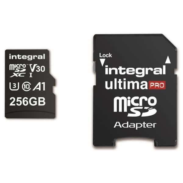 INTEGRALT MINNE Premium High Speed V30 UHS-I U3 Micro SDXC 256GB 100MB/s läsning och 90MB/s skriv 4K