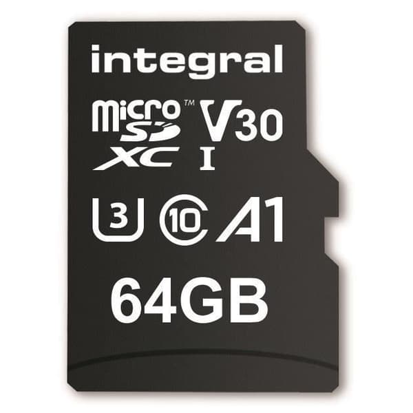 64 GB microSDXC UHS-I INTEGRALT MINNE Premium High Speed V30 UHS-I U3 minneskort