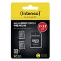 Miniatyrbild 2 av 2: Micro SD-minneskort med INTENSO-adapter 32 GB x 2