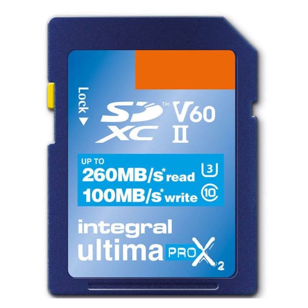 Integrerad kort sdhc/xc 256 go ultimapro x2 v60 uhs-II 260w/100r