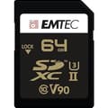 Miniatyrbild 2 av 2: SDXC Minneskort - EMTEC - ECMSD64GUHS2V90 - 64 Go - UHS-II U3 V90 - 300 Mo/s Läsning, 270 Mo/s Skrivning
