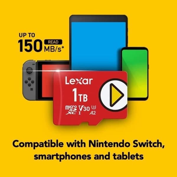 Micro SD-kort 512 Go - LEXAR - LMSPLAY512G-BNNAG - 150 Mo/s - Klass A2 - Kompatibel med Nintendo Switch
