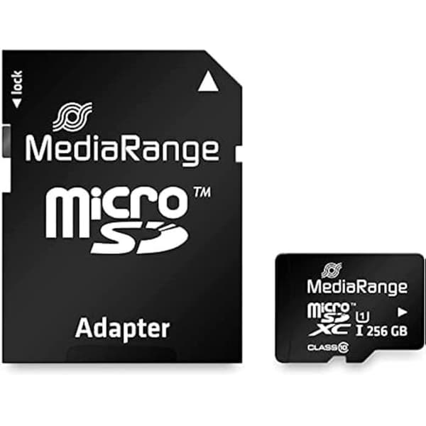 MikroSDXC-minneskort - MEDIARANGE - 256 Go - UHS-1 - Klass 10 - SD-adapter ingår