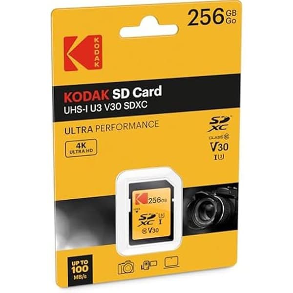 Minnecard - KODAK - SD 256 Go UHS-I U3 V30 - Läshastighet 95MB/s - Skrifthastighet 85MB/s - SDHC/XC
