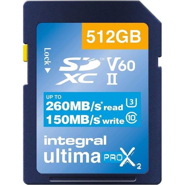 SDXC-minneskort - Integral - INSDX512G-260/150U2 - 512GB - V60 - 260MB/s Läsning
