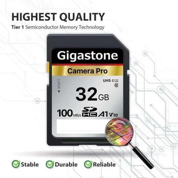 Gigastone SDHC Minnekort 32 GB, Pro Camera Series, Paket med 2 kort, Hastighet upp till 100 Mos