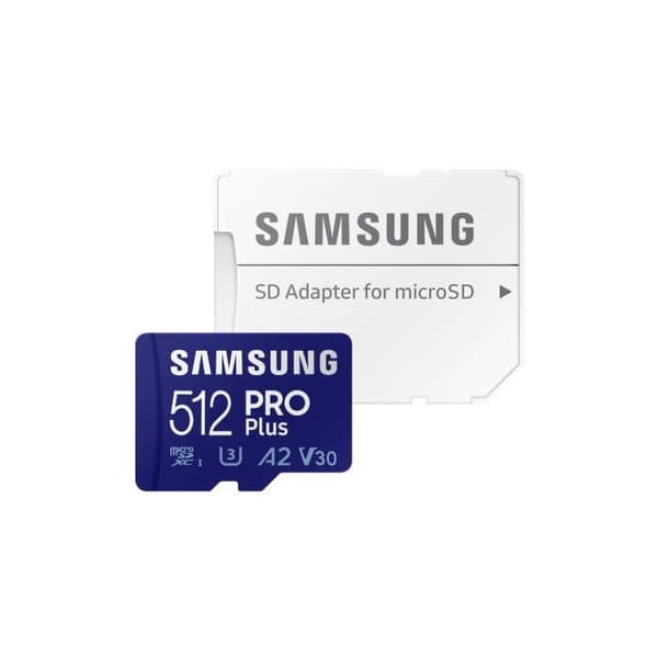 Samsung Pro Plus MB-MD512KA/EU microSDXC UHS-I U3 160MB/s Full HD & 4K UHD-minneskort med 512GB SD-adapter