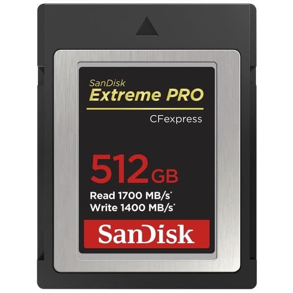 SanDisk Extreme PRO CFexpress Type B-kort, 512 GB, upp till 1 700 MB/s, för att spela in 4K RAW-videor.
