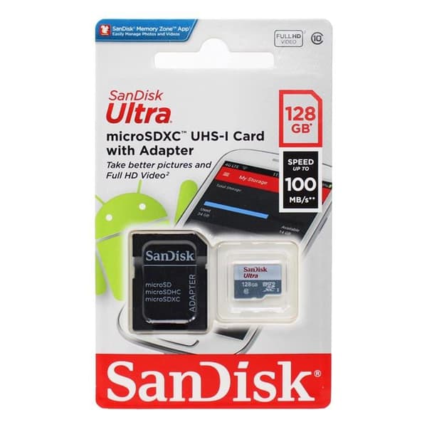 SDXC-minneskort - SANDISK - Ultra 128GB - 100 Mo/s - Klass 10 - Kompatibel med Android