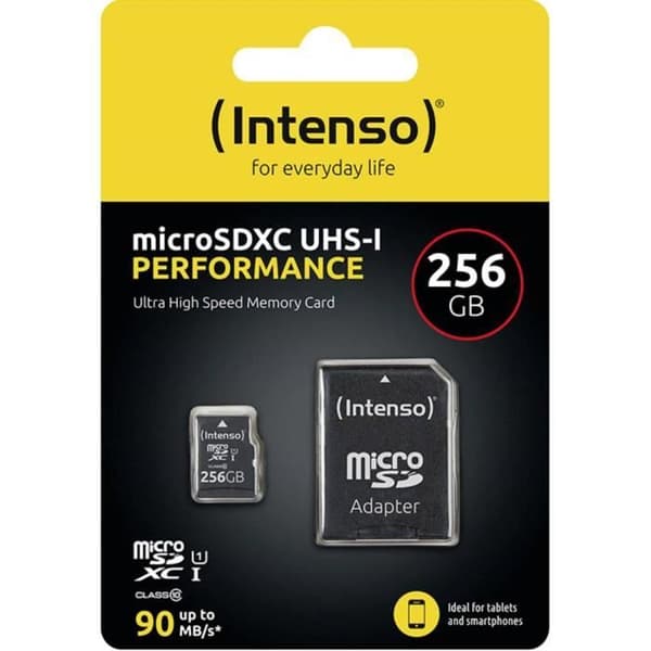 microSD-kort - INTENSO - Prestanda 256GB - Klass 10 - Vattentät