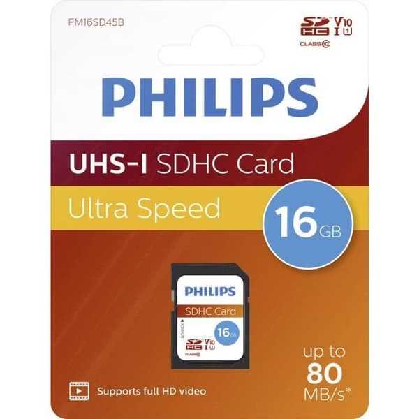 16 GB Class 10 SDHC-minneskort - Philips