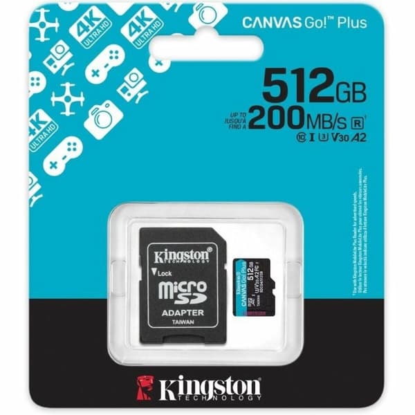 Micro-SD Minneskort med Adapter Kingston CANVAS Go! Plus 512GB microSD XC 512 GB