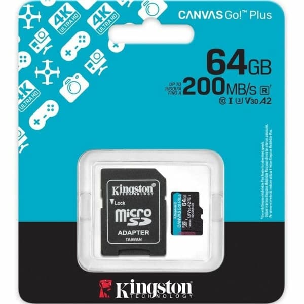 Micro-SD Minneskort med Adapter Kingston CANVAS Go! Plus 64 GB