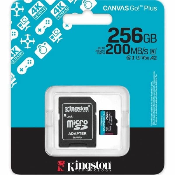 Mikro-SD Minnekort med Adapter Kingston CANVAS Go! Plus 256 GB