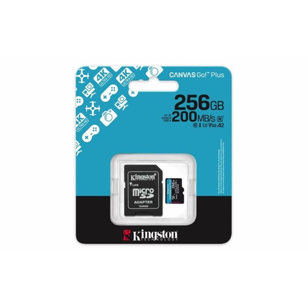 Micro-SD Minneskort med Adapter Kingston CANVAS Go! Plus 256 GB