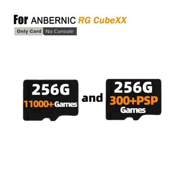 ANBERNIC RG CubeXX Hukommelseskort, 256G Lagerplads, 11000+ Retro Spil,256G og 256G PSP