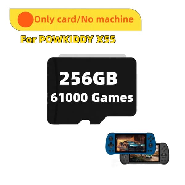 Hukommelseskort til POWKIDDY X55, Kapacitet 256GB, 61000 Spil,256g 61000games