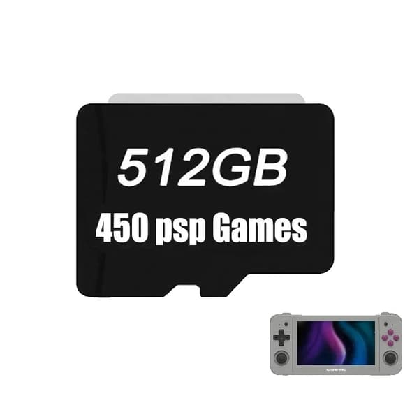 ANBERNIC RG505 Muistikortti, 512GB Tallennustila, Esiladattuna 450 PSP-peliä,512 PSP 450 PELIÄ
