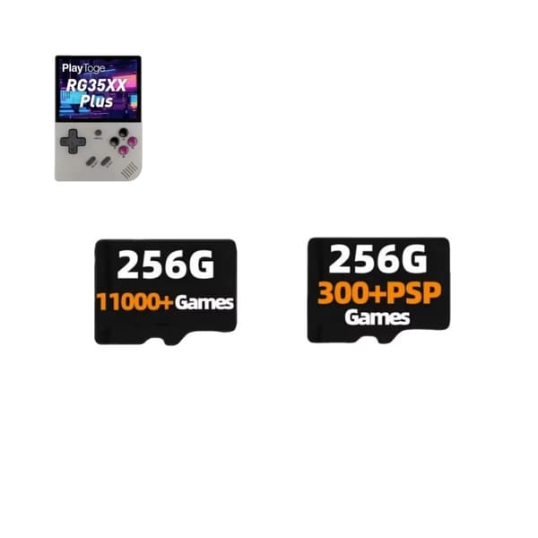 TF-kort til ANBERNIC RG35XX PLUS, 256G kapacitet, 11000+ spil,256G og 256G PSP