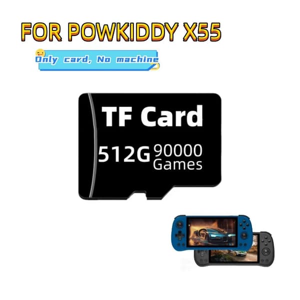 TF-kort för POWKIDDY X55, Stort lagringsutrymme, Tusentals förinstallerade spel,512G 90000Spel