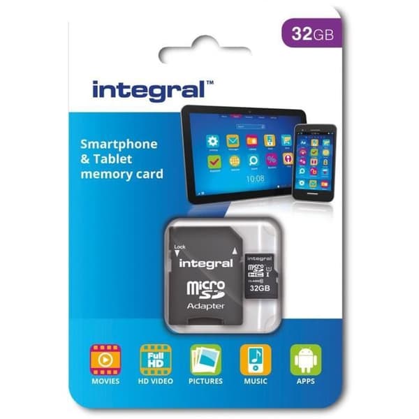 INTEGRAL flashminneskort för smartphone och surfplatta - Micro SD - 32 GB - Klass 10 - UHS-I