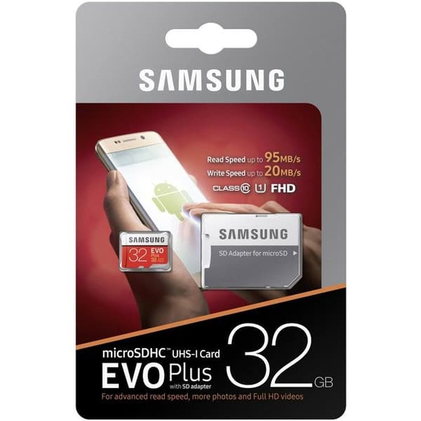 Samsung EVO Plus MB-MC32G - Flash-minneskort (microSDHC - SD-adapter ingår) - 32 GB - UHS Class 1 / Class10