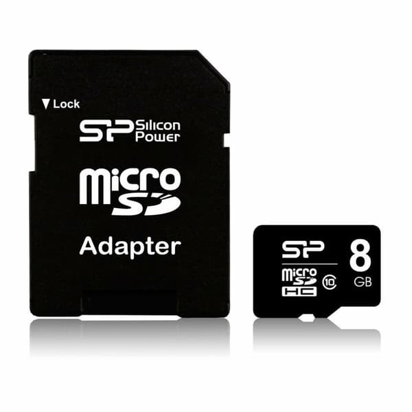 Micro-SD Minneskort med Adapter Silicon Power Elite 8GB microSDHC UHS-I 8 GB