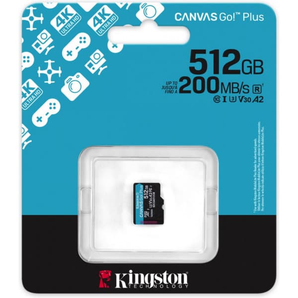 Kingston 512Gt microSDXC Canvas Go! Plus Gen4 minneskort