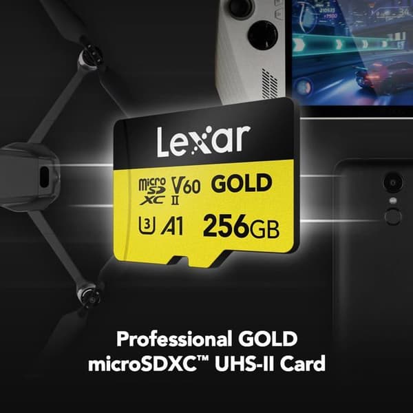 Minneskort - LEXAR - Micro SD 256Go V60 - Klass 10 - Läsningshastighet V60 - Kompatibla enheter