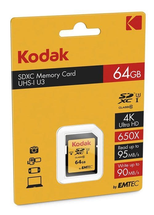 Kodak 64GB SDXC minneskort - Klass 10 - U3