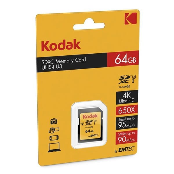 Kodak 64GB SDXC minneskort - Klass 10 - U3