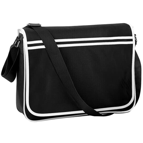 Bagbase Retro Adjustable Messenger Bag (12 Litres) Black/White One Size