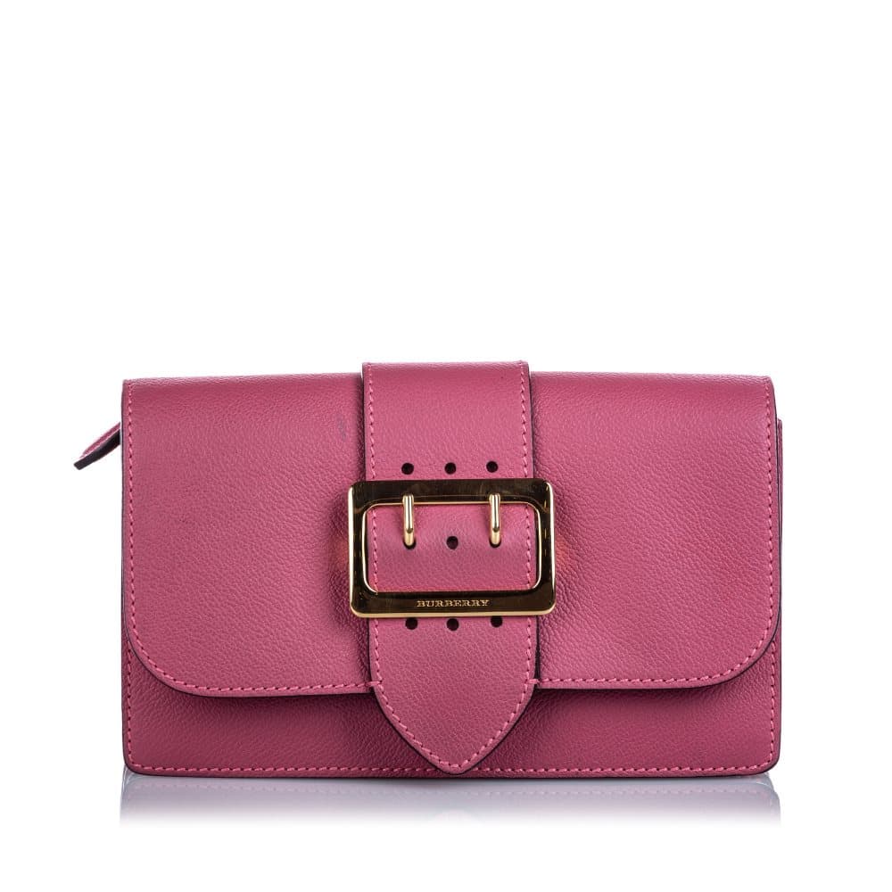 Pre-owned Burberry Leather Buckle Crossbody Bag Pink