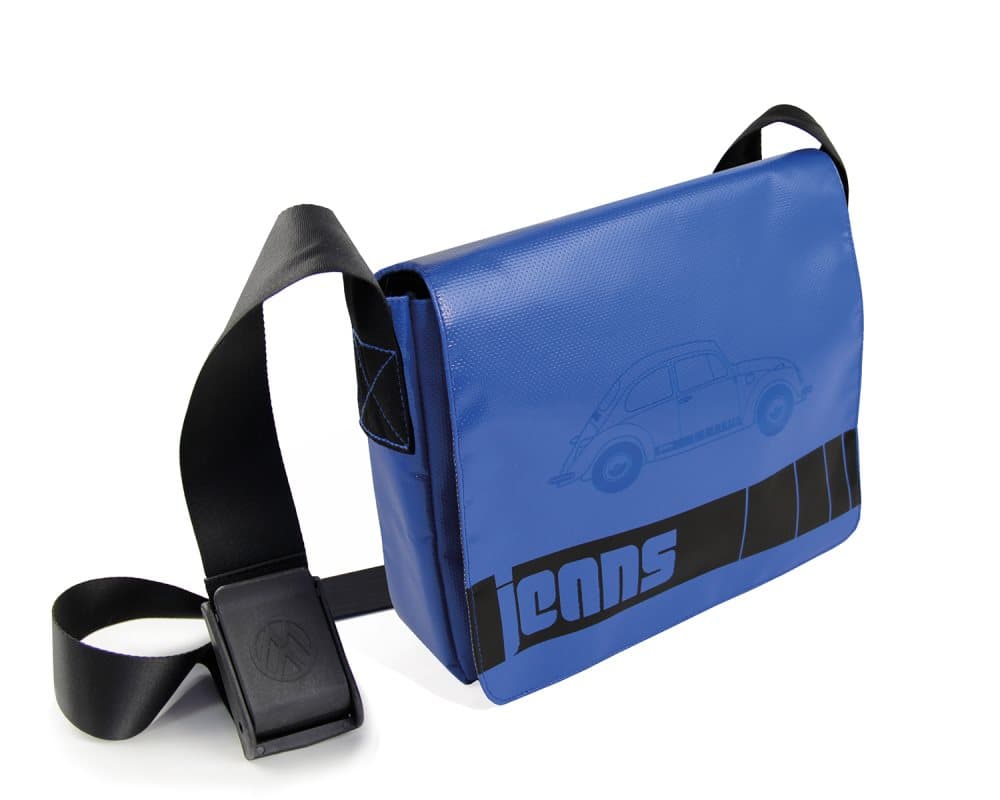 BRISA VW Collection - Volkswagen Beetle Bug BitlJeans og Tarpaulin messenger taske (Large/Blue)