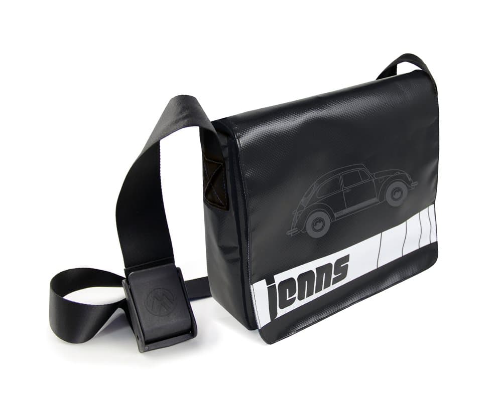 BRISA VW Collection - Volkswagen Beetle Bug BitlJeans og Tarpaulin messenger taske (Small/Black)
