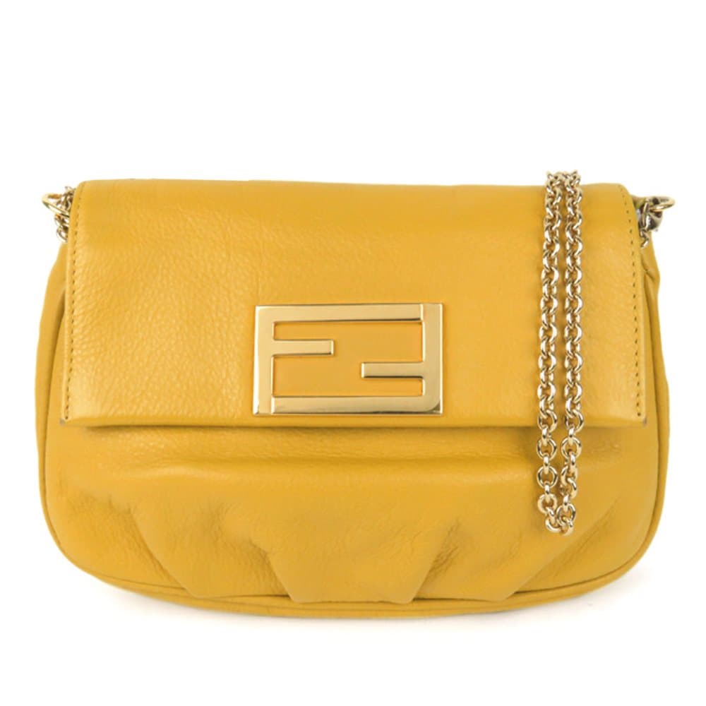 Fendi Fendista Leather Crossbody Bag Yellow